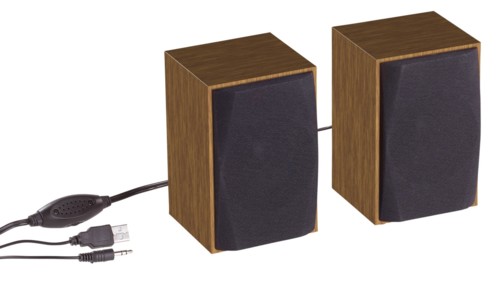 Haut-parleurs stéréo actifs USB design bois