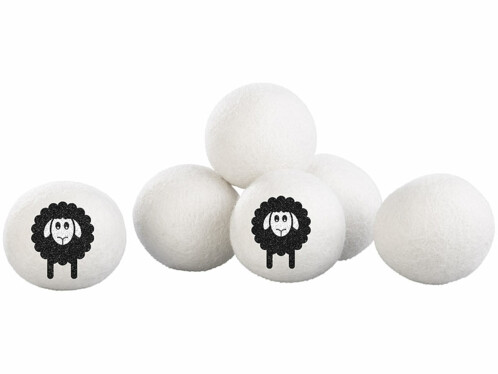 6 balles de séchage réutilisables en laine Ø 7 cm vue des 6 balles