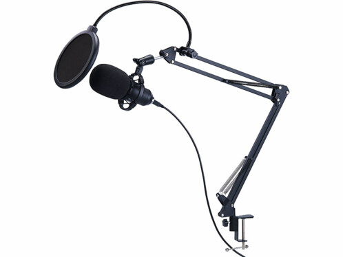 Microphone à condensateur USB avec support articulé et éteau de fixation par Auvisio