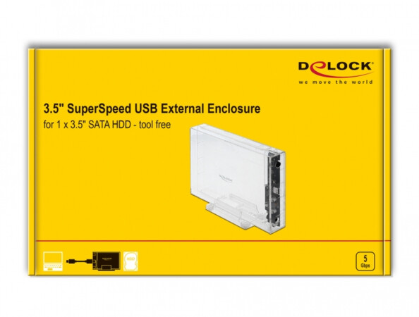 Boitier externe pour SATA HDD 3.5'' transparent et sans outil