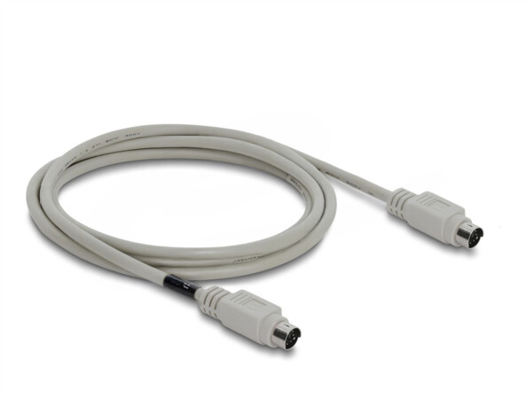Cable PS/2 mini-DIN 6 broches male/male 1,8 m gris beige avec ferrite noire