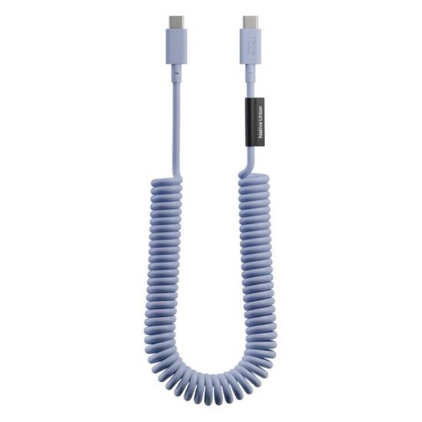 Câble spirale USB-C vers USB-C POP XL coloris bleu azur 2,4 m de la marque Native Union