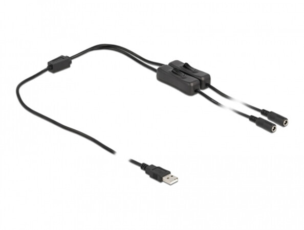 Câble USB Type-A mâle à 2 DC 5,5 x 2,1 mm femelle avec interrupteur