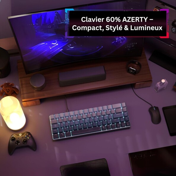 Clavier gamer mécanique 60% gris / noir
