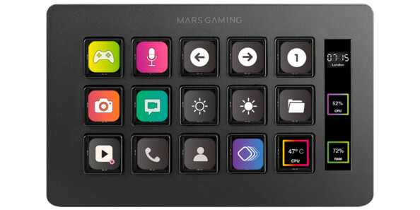 Console de contrôle LCD MARS GAMING MSD-ONE à 15 touches personnalisables