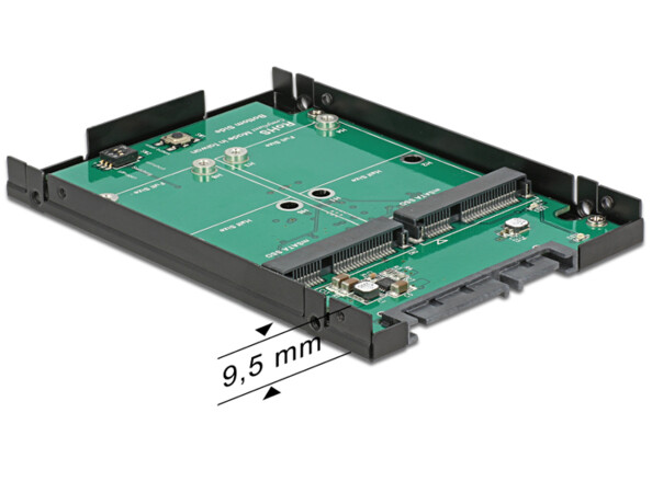 Convertisseur 2.5'' SATA à 22 broches vers 2 x mSATA avec RAID avec boîtier