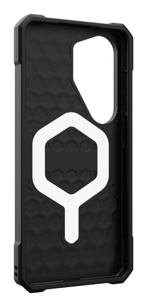 Coque magnétique MagSafe antichoc motif nid d'abeille coloris noir Essential Armor Urban Armor Gear pour Galaxy S26