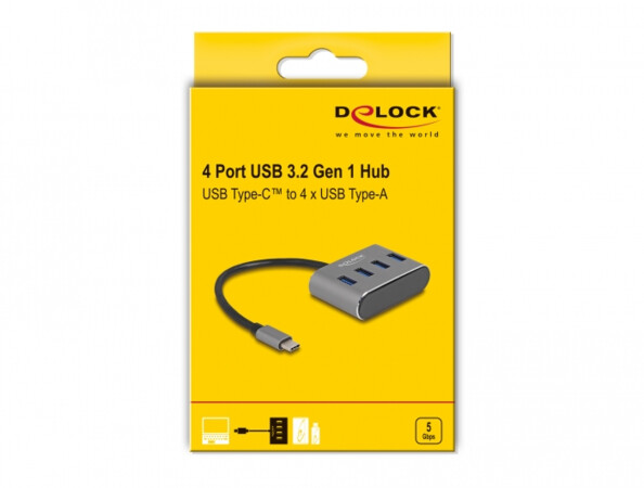 Hub de 4 ports USB-A 5 Gbps avec connecteur USB-C