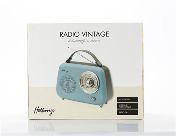 Enceinte/radio rétro bleue bluetooth FM USB