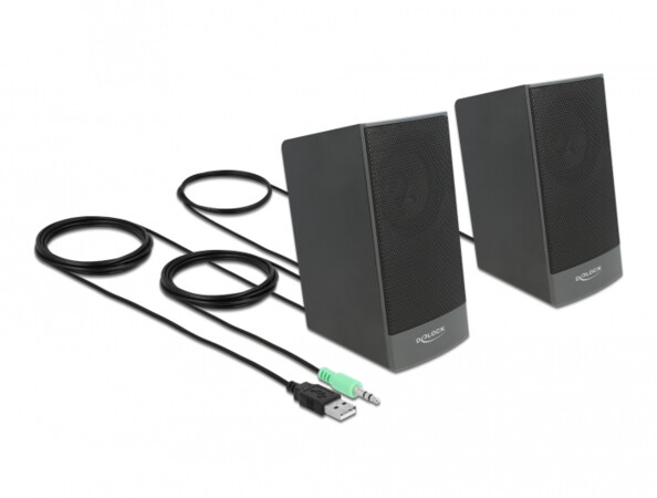 Haut-parleurs PC USB stéréo 2.0 avec jack mâle 3,5 mm