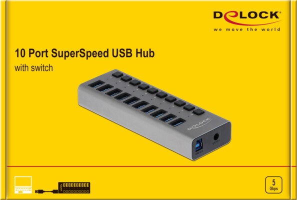 Hub USB 3.0 avec 10 ports et interrupteurs