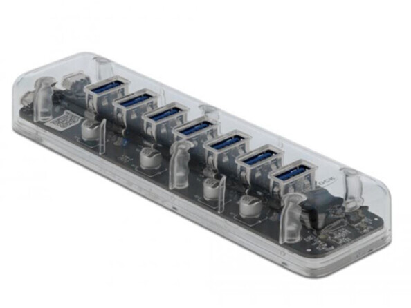 Hub USB 3.0 externe de 7 ports USB-A transparent