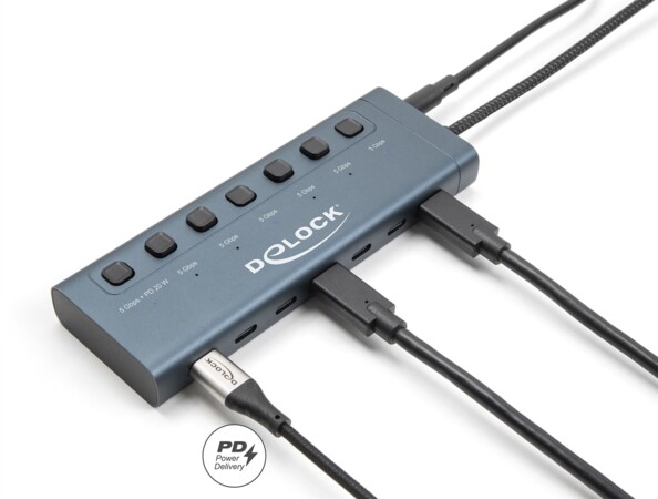 Hub USB-C 7 ports 5 Gbit/s avec interrupteurs