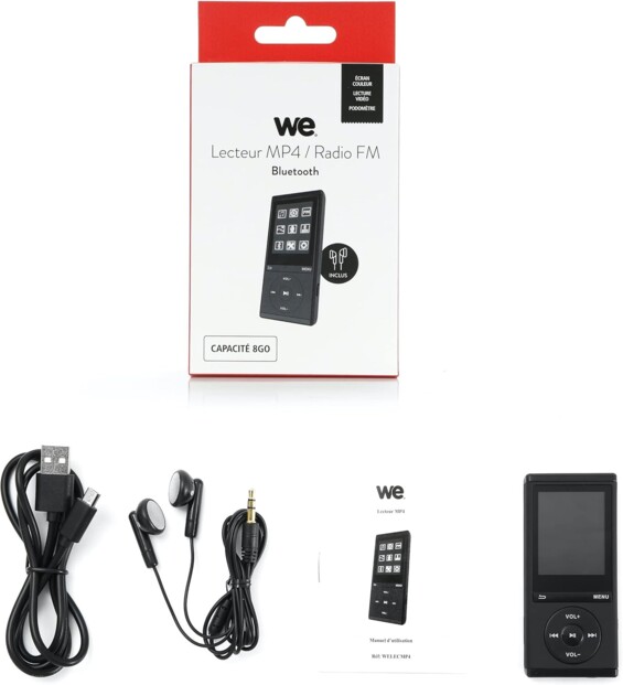 Lecteur MP4 8 Go avec bluetooth, radio FM et podomètre