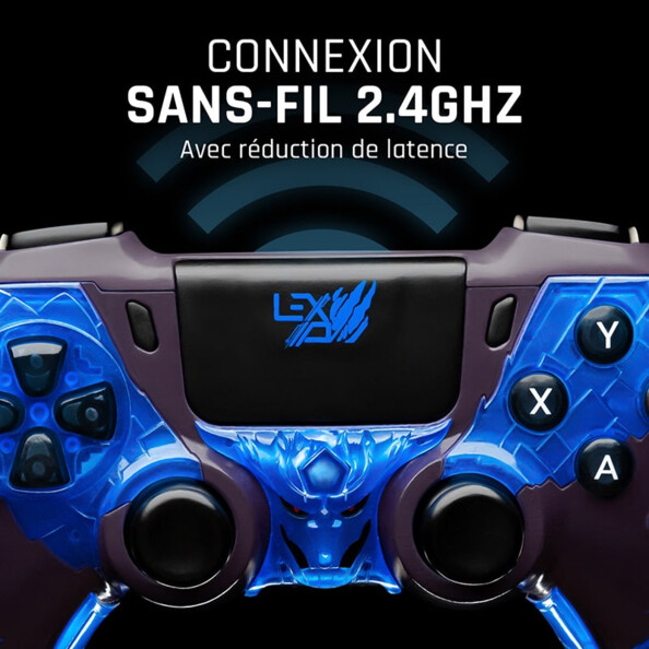 Encart illustrant la connexion sans fil 2,4 GHz avec réduction de latence de la manette lexip