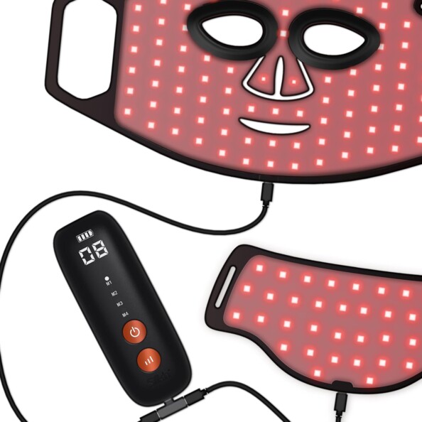 Masque LED dual pour visage et cou sans fil
