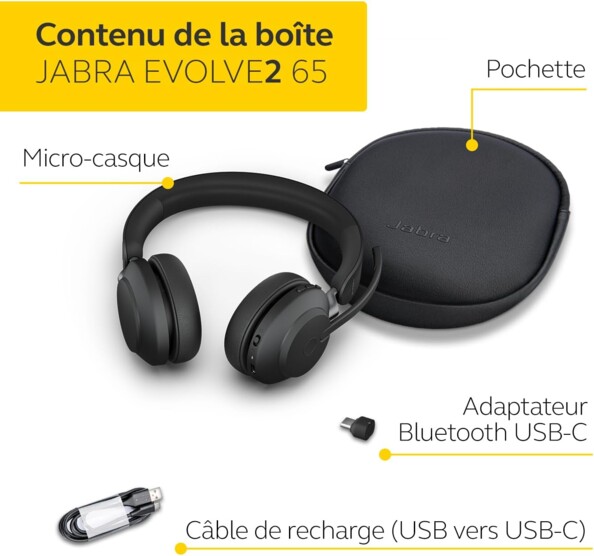 Micro-casque sans-fil Evolve2 65 MS Stereo USB-C noir