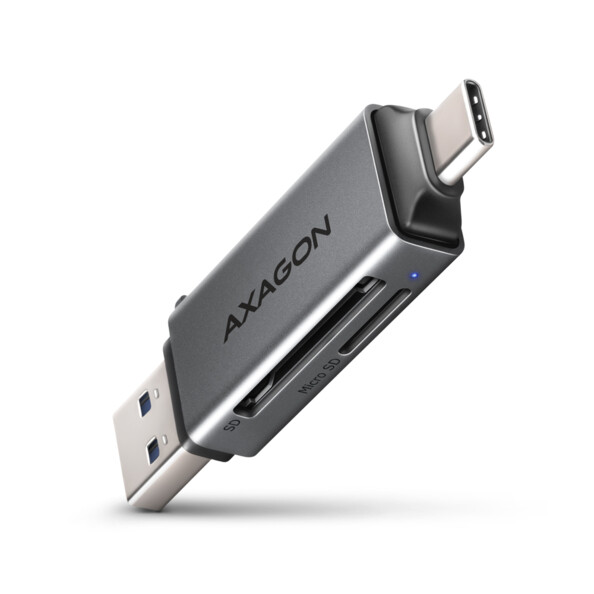 Mini lecteur de cartes SD et microSD AXAGON CRE-DAC USB-C et USB-A