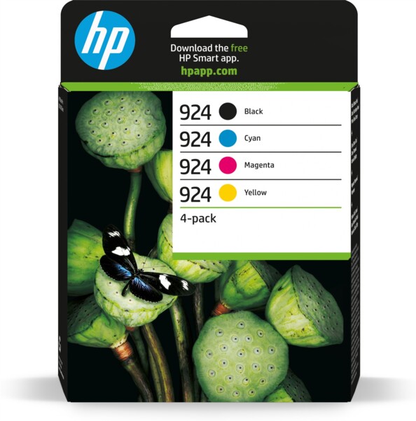 Pack de 4 cartouches d’encre HP 924 noir, cyan, magenta et jaune