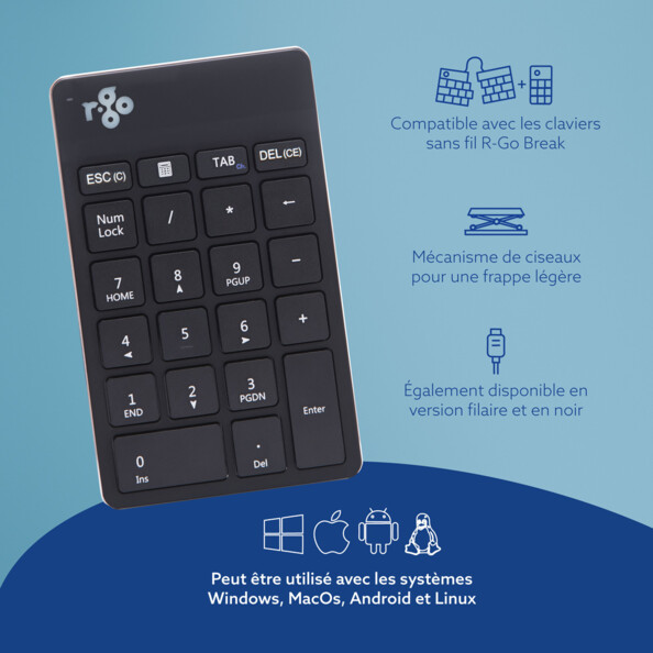 Pavé numérique ergonomique sans fil Numpad Break bluetooth