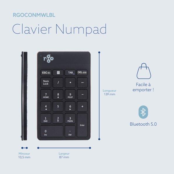 Pavé numérique ergonomique sans fil Numpad Break bluetooth