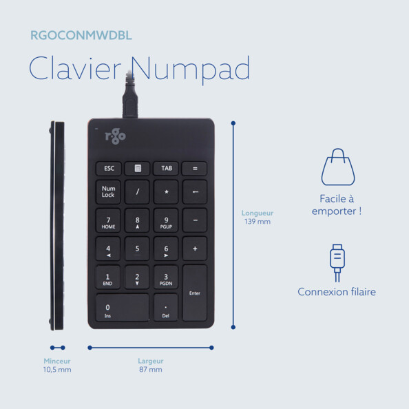 Pavé numérique filaire Numpad Break avec indicateur de pauses