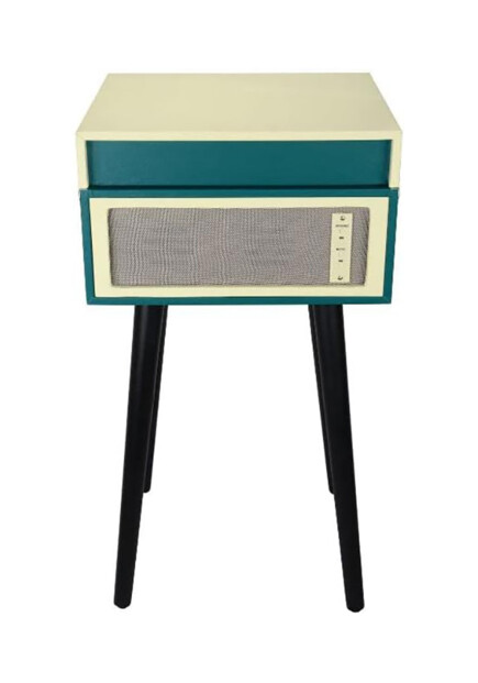 Platine vinyle rétro bluetooth Cottage Bleu Canard avec 4 pieds amovibles