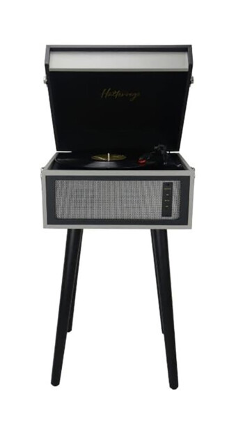 Platine vinyle rétro bluetooth Cottage gris clair avec 4 pieds amovible