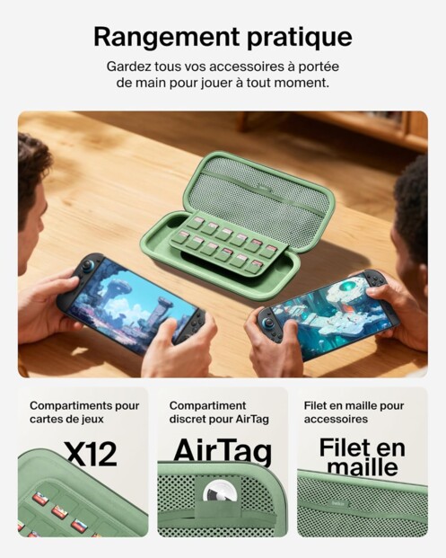 Pochette de transport Gaming pour Nintendo Switch 2 Vert pistache