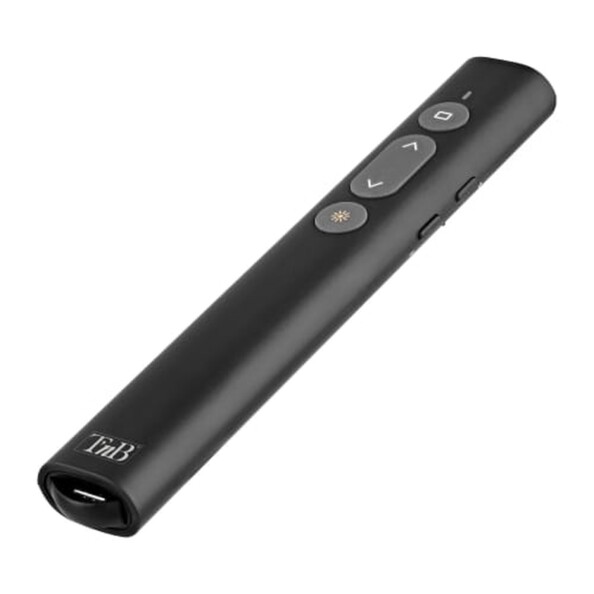 Télécommande sans fil et pointeur laser avec boutons de commande pour diapositives, laser et volume et port de chargement USB
