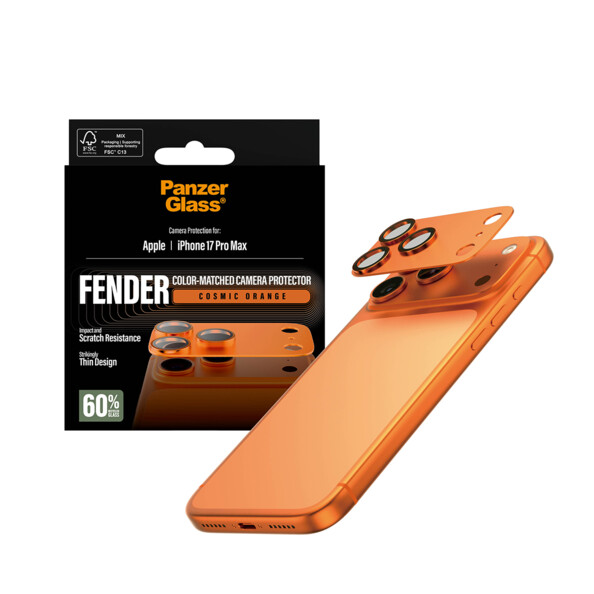 Protection de caméra Fender pour iPhone 17 Pro Max – Orange cosmique
