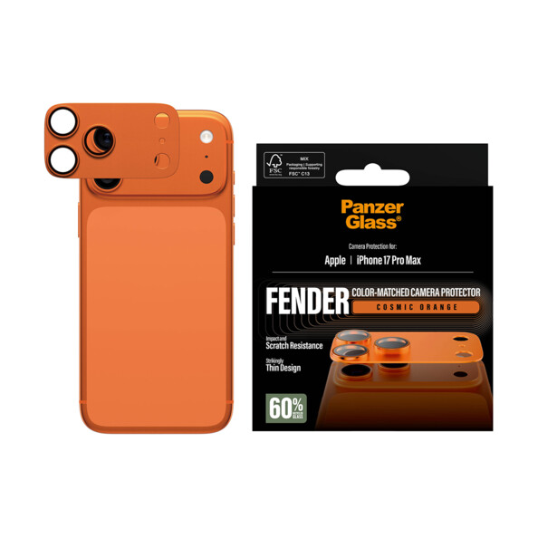 Protection de caméra Fender pour iPhone 17 Pro Max – Orange cosmique