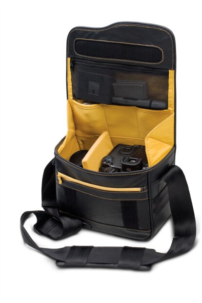 Sac bandoulière pour appareil photo réflex Le reporter Photo - Noir/Safran
