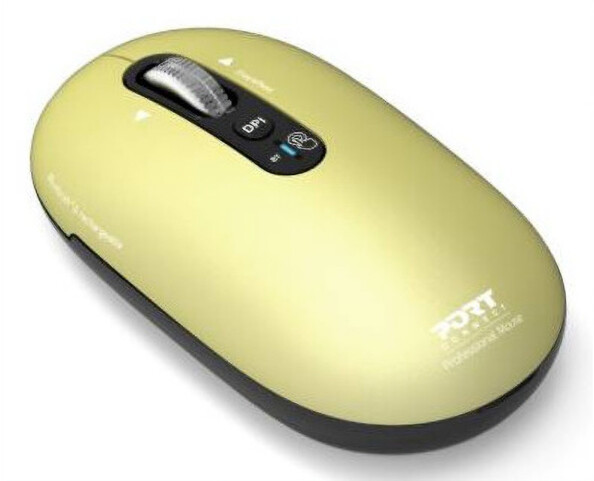 Souris Bluetooth PURE MAC jaune Port Connect, clics silencieux