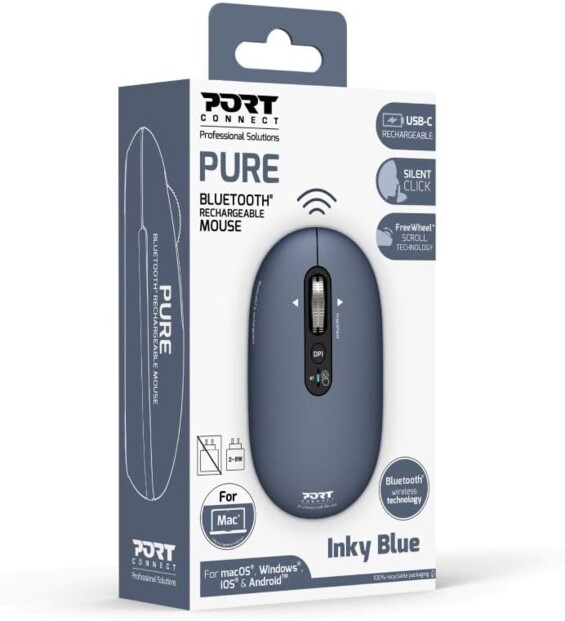 Souris sans fil rechargeable bluetooth Pure Mac 3200 dpi - Bleu foncé