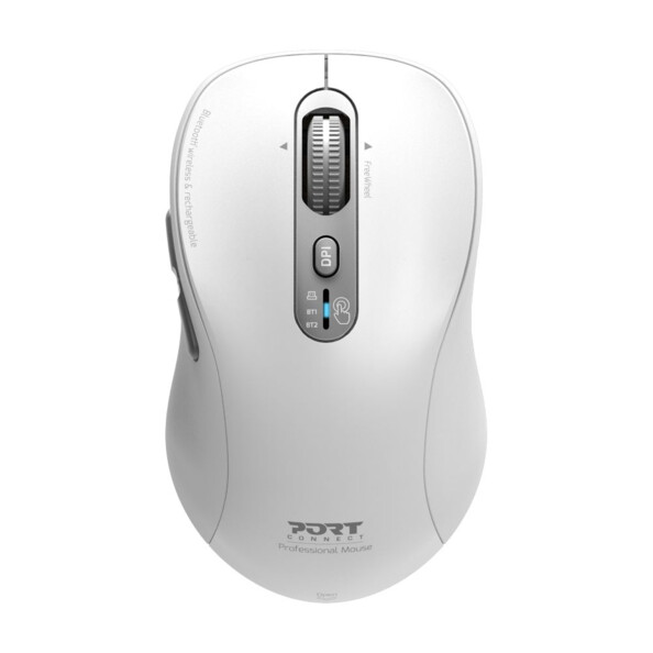 Souris sans fil Bluetooth rechargeable 3200 dpi PORT Connect – blanche