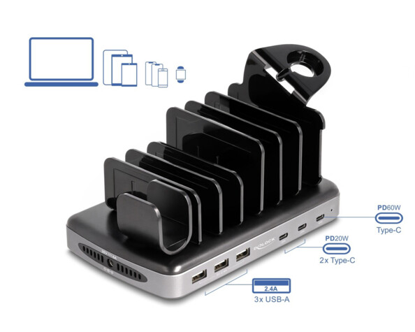 Station de chargement USB avec 6 ports USB-A/USB-C