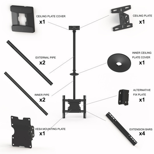 Support de montage écran plat au plafond