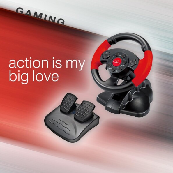 Volant gaming High Octane EG103 avec pédalier pour PC et PlayStation