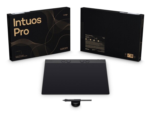 Ensemble complet Wacom Intuos Pro Large avec boîte noire et or tablette et stylet