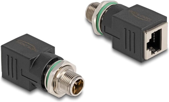 Adaptateur réseau M12 mâle 8 broches codé X vers RJ45 femelle Cat.6A