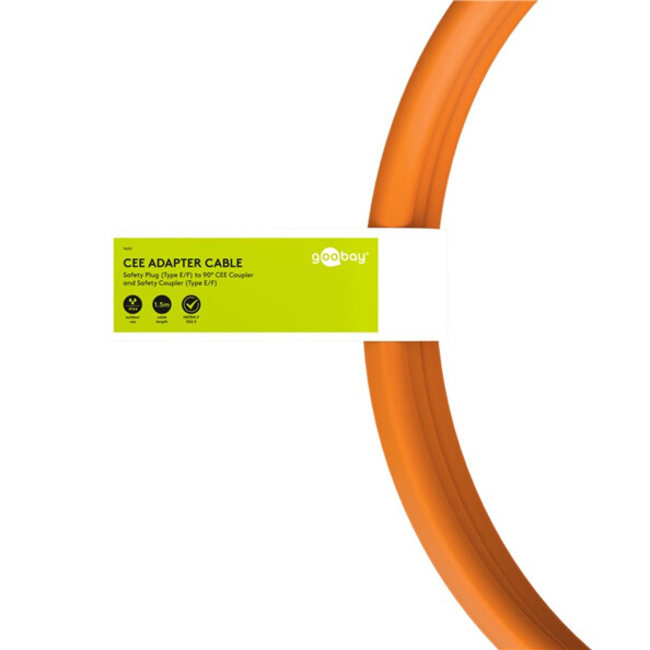 Câble adaptateur CEE 1,5 m avec prise secteur orange