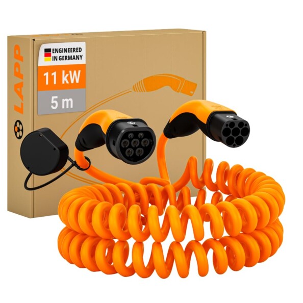 Câble de recharge Type 2 spiralé 11 kW 20 A 5 m