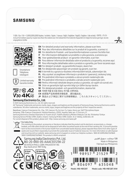 Carte MicroSD Samsung T7 UHS-I U3 V30 A2 - 128 Go