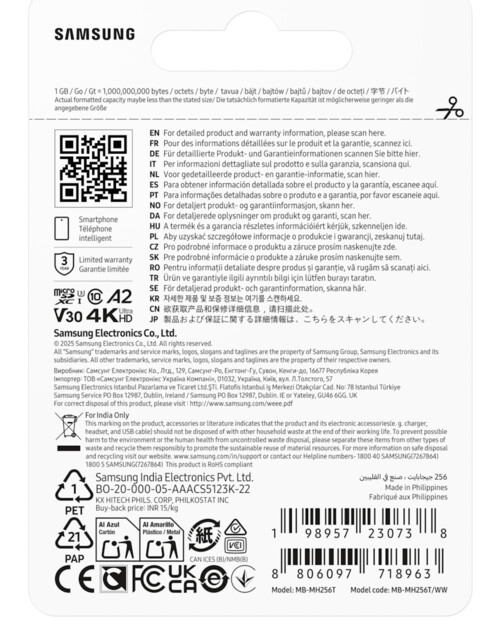 Carte MicroSD Samsung T9 - 256 Go