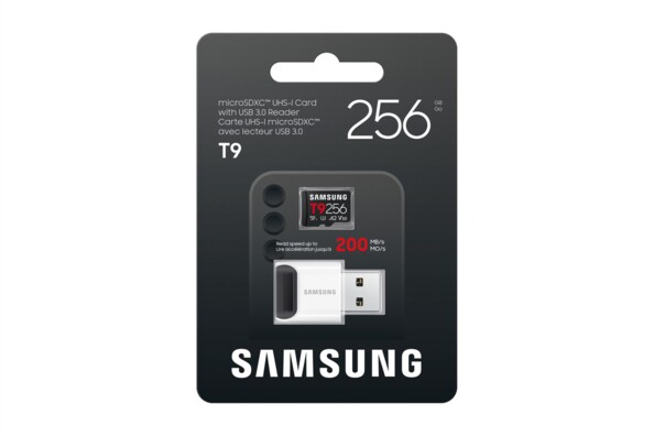 Carte MicroSD Samsung T9 avec lecteur de carte - 256 Go