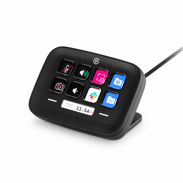Console de raccourcis Stream Deck noire vue de trois-quarts
