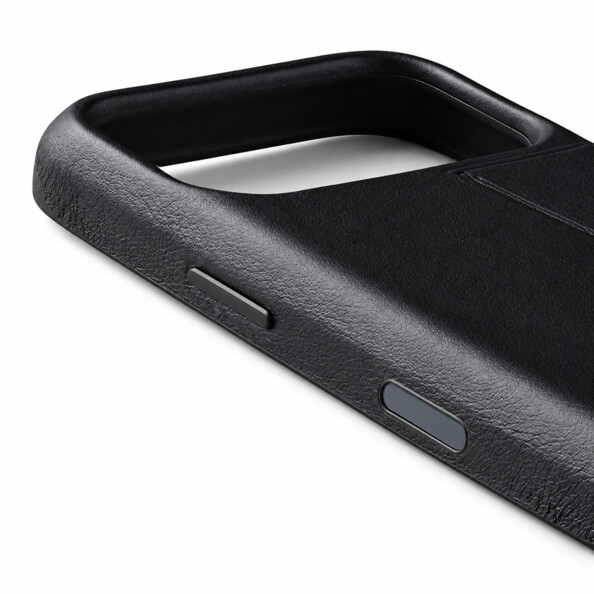 Coque en cuir avec porte-cartes pour iPhone 18 Pro - Noire