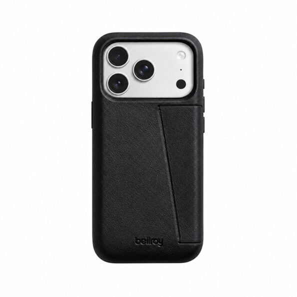 Coque en cuir avec porte-cartes pour iPhone 18 Pro - Noire