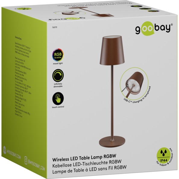Lampe de table sur pied LED sans fil RVBB - Cuivre / 38 cm